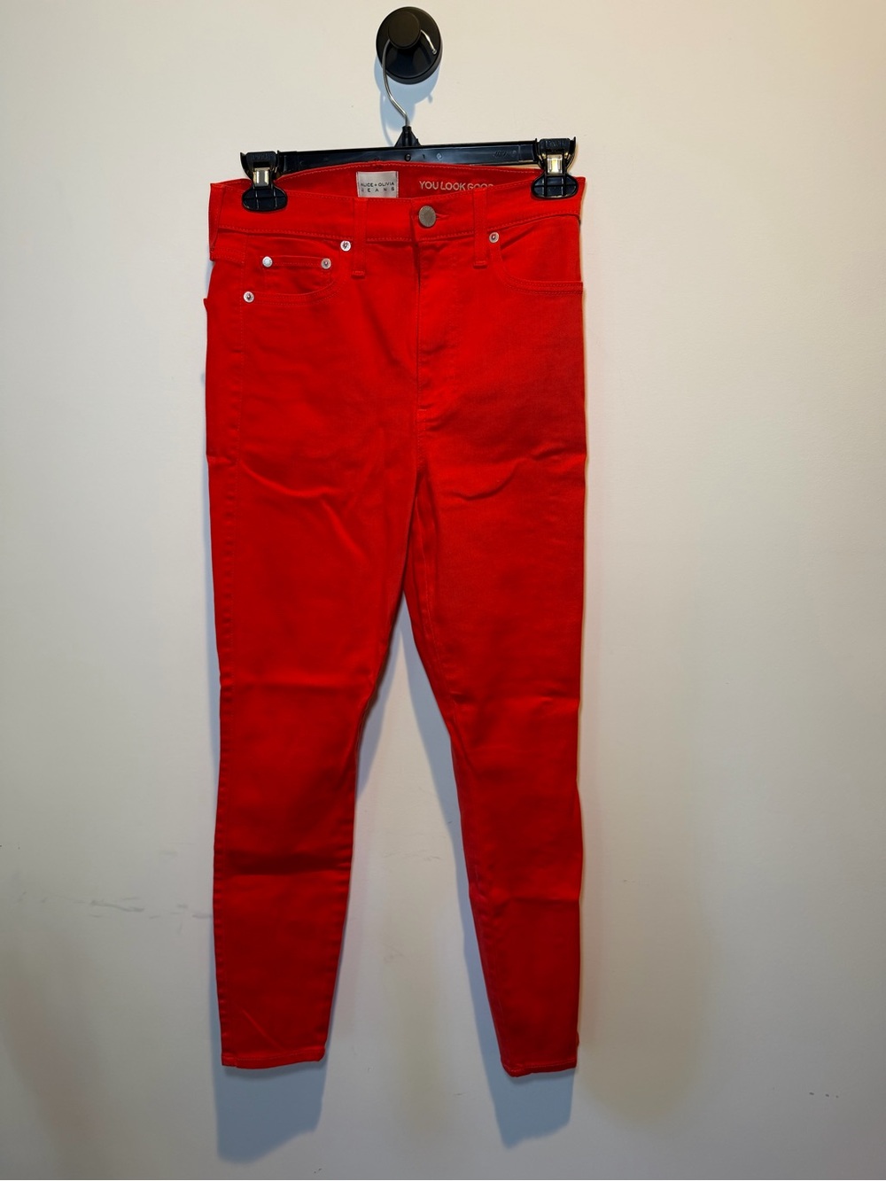 Alice + Olivia Bright Red Skinny Jeans